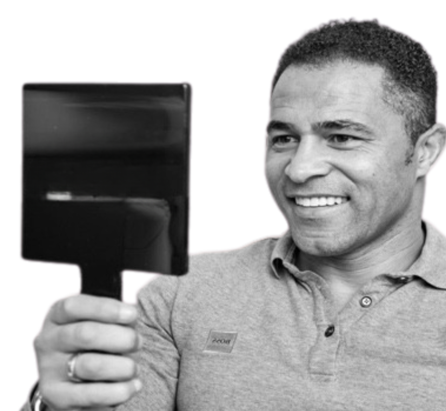 Dental Veneers - Hampshire Dentists Pain Free Dentist in Southampton Patient holding mirror, examining trial smile in dental surgery