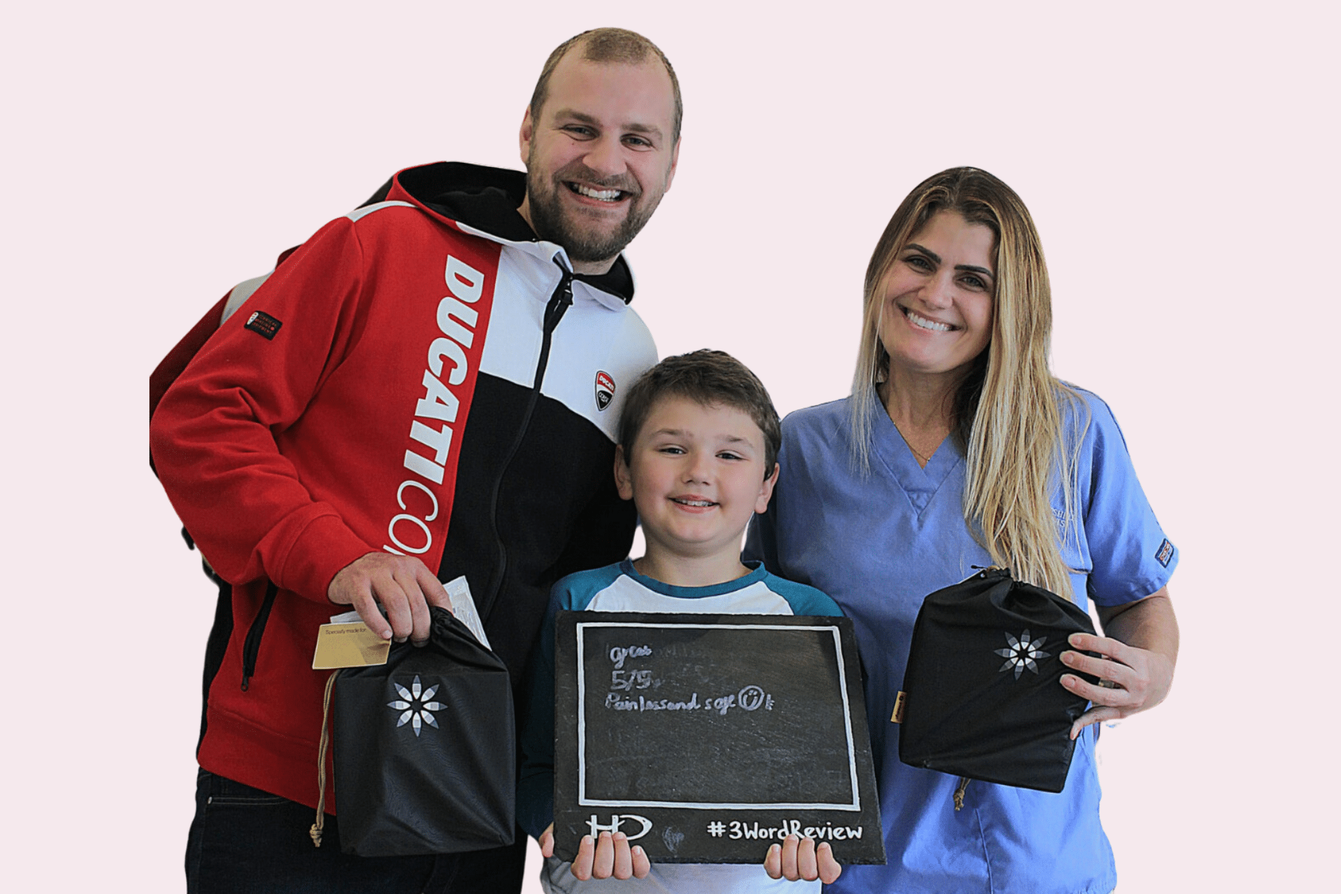 Straight Teeth Options - Hampshire Dentists Pain Free Dentist in Southampton Dr Joanna Binato with Father and son both starting Invisalign treatment at Hampshire Dentists, demonstrating the range of ages we treat