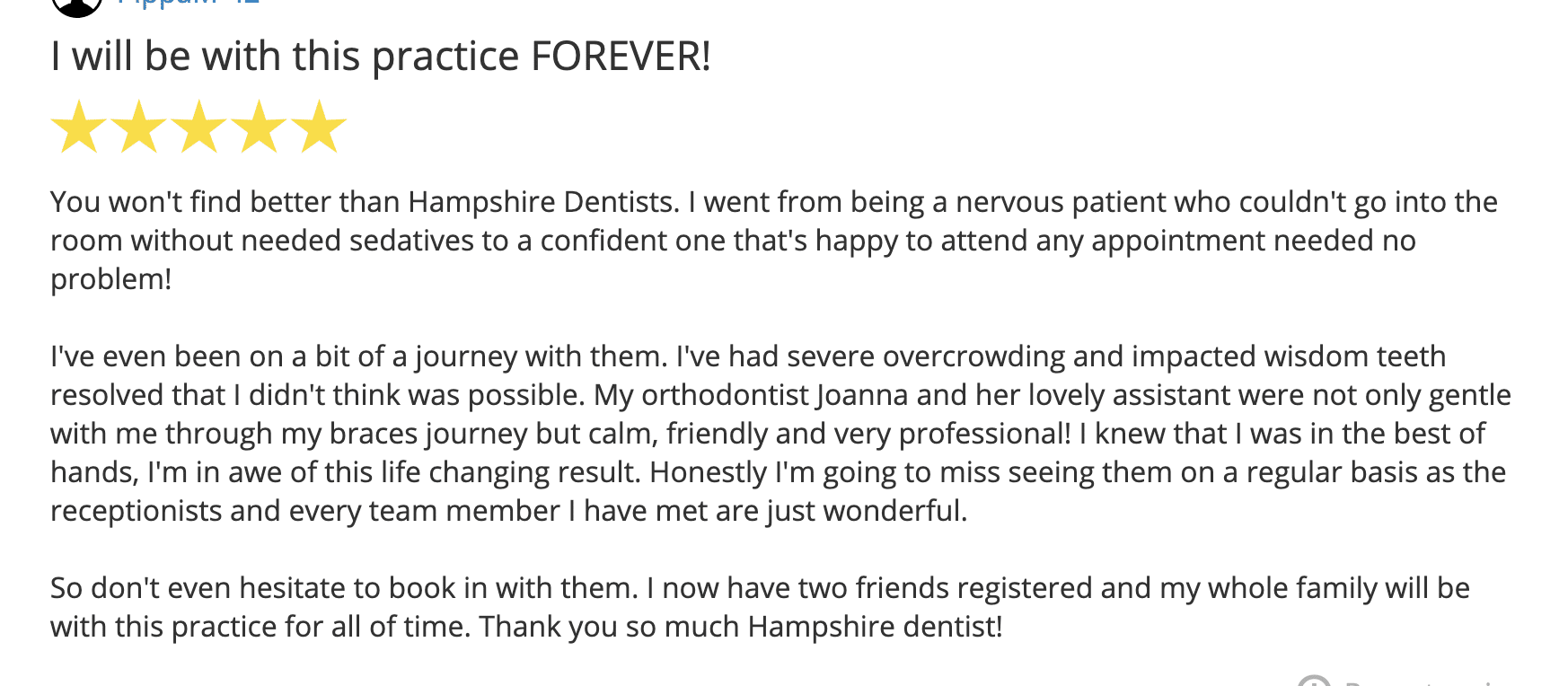 Dr Joanna Binato, Specialist Orthodontist - Hampshire Dentists Pain Free Dentist in Southampton Yell review praising Specialist Orthodontist Dr Joanna Binato